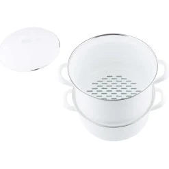 Olla con vaporera y tapa de acero esmaltado, Classic, 18 cm - Riess