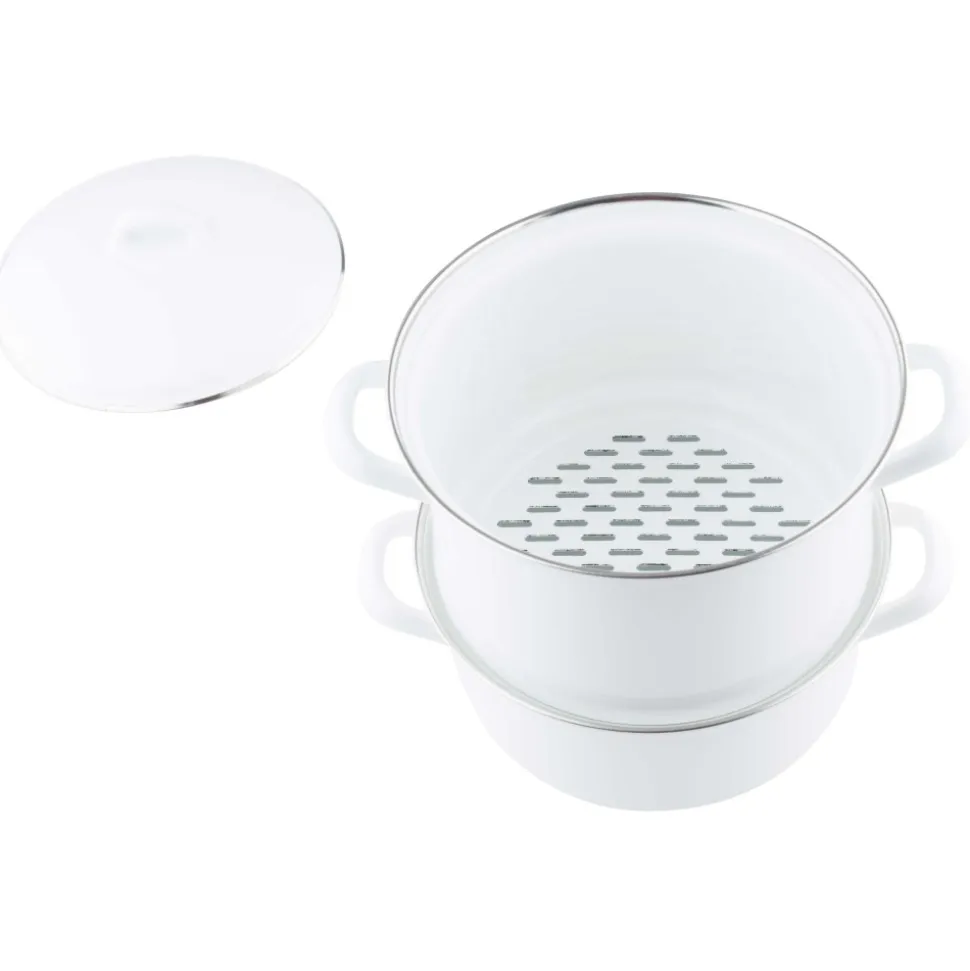 Olla con vaporera y tapa de acero esmaltado, Classic, 18 cm - Riess