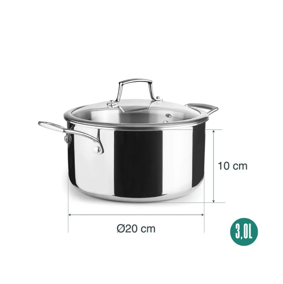 Olla de acero inoxidable con tapa, trichef, 20 cm - Lacor