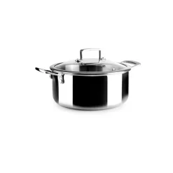 Olla de acero inoxidable con tapa de cristal, triply natural, 20 cm - Ibili