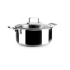 Olla de acero inoxidable con tapa de cristal, triply natural, 26 cm - Ibili