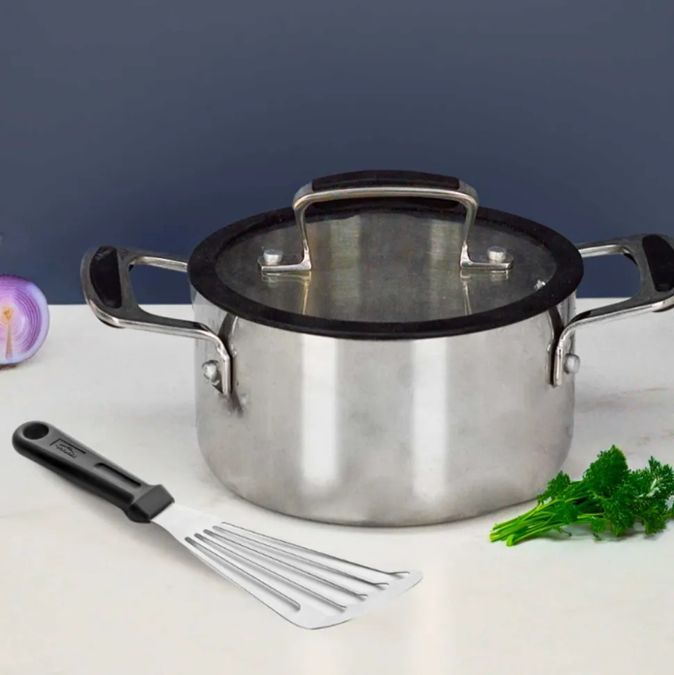 Olla de acero inoxidable con tapa de cristal, trimetal, 18 cm - Lacor