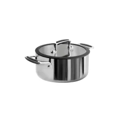 Olla de acero inoxidable con tapa de cristal, trimetal, 18 cm - Lacor