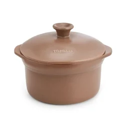 Olla de cerámica gres 25 cm con tapa, canela - Topgres