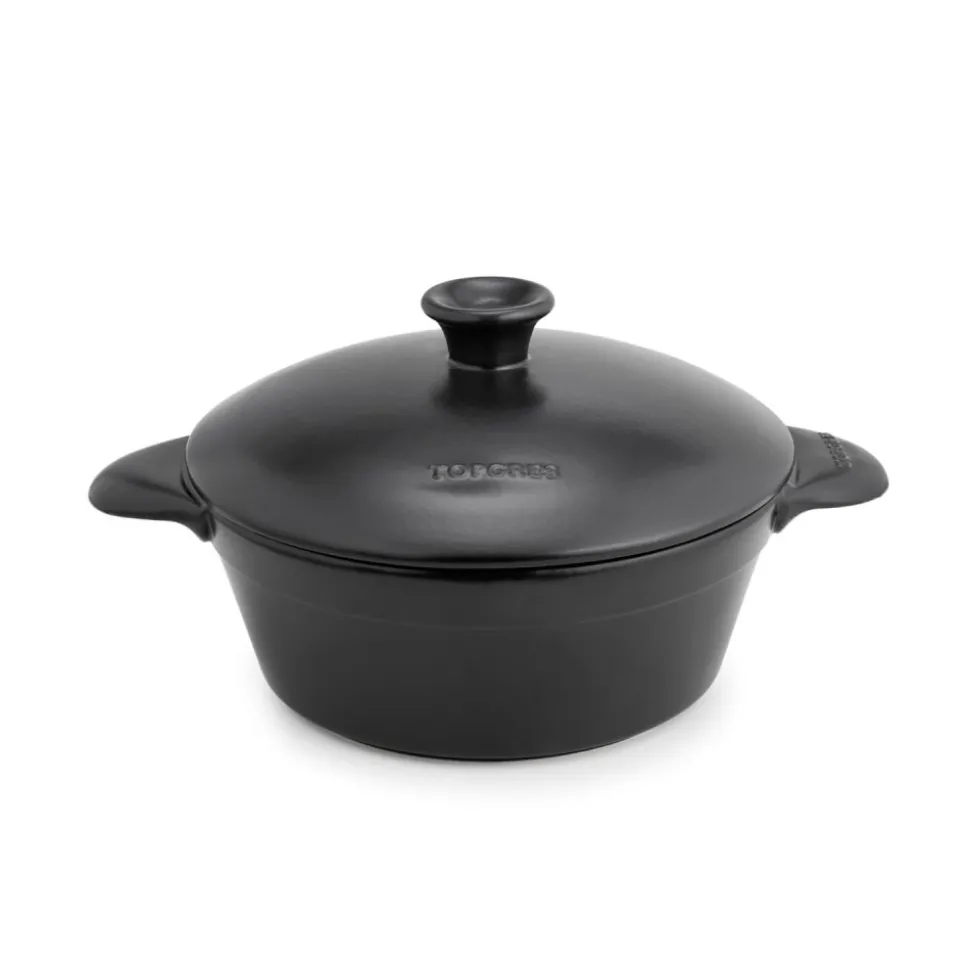 Olla de cerámica gres 23 cm con tapa, antracita - Topgres