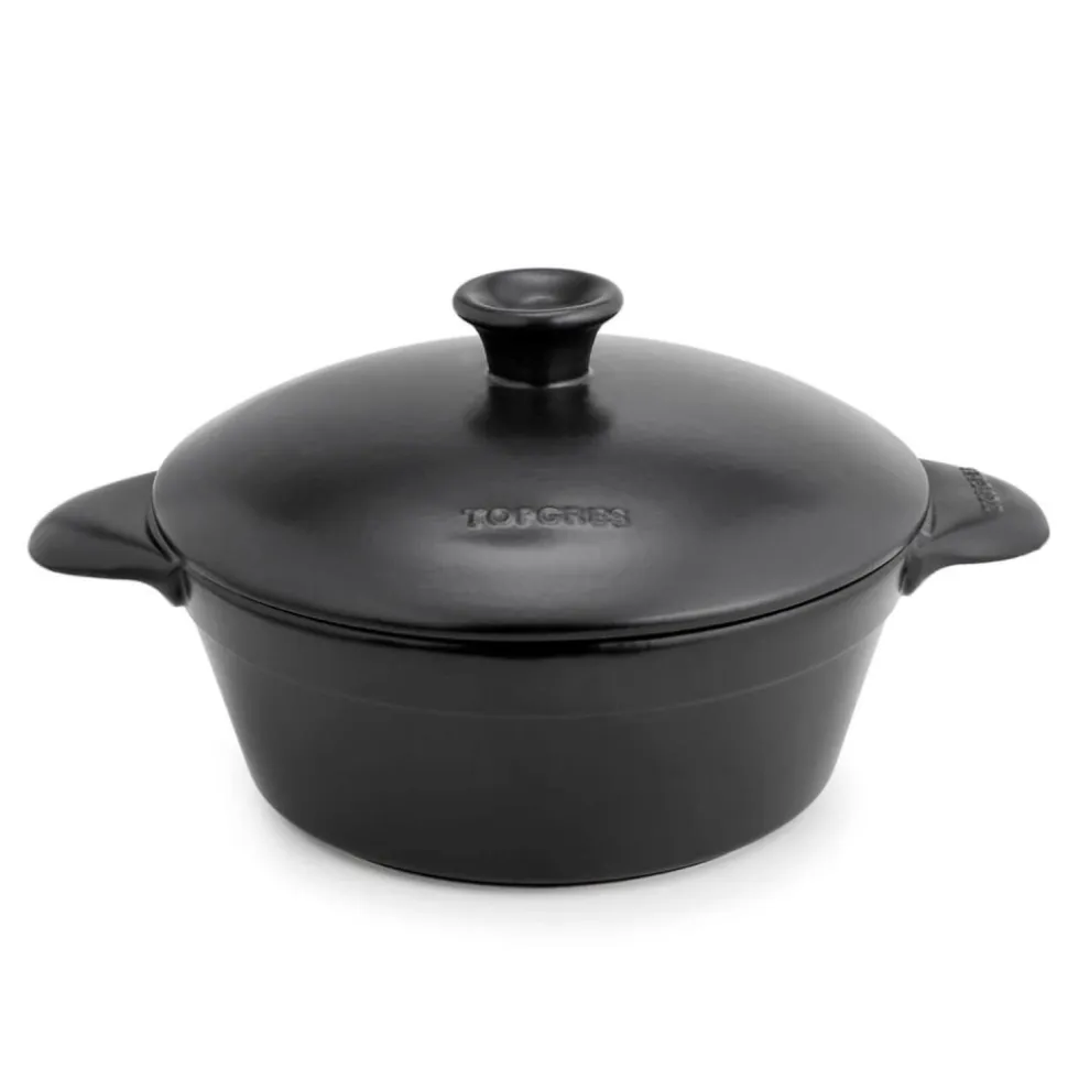 Olla de cerámica gres 27 cm con tapa, antracita - Topgres