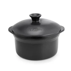 Olla de cerámica gres 25 cm con tapa, antracita - Topgres