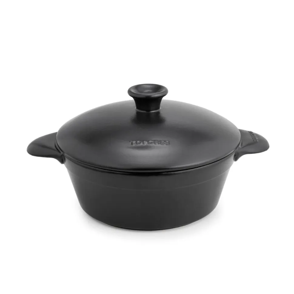 Olla de cerámica gres para inducción de 23 cm con tapa, antracita - Topgres