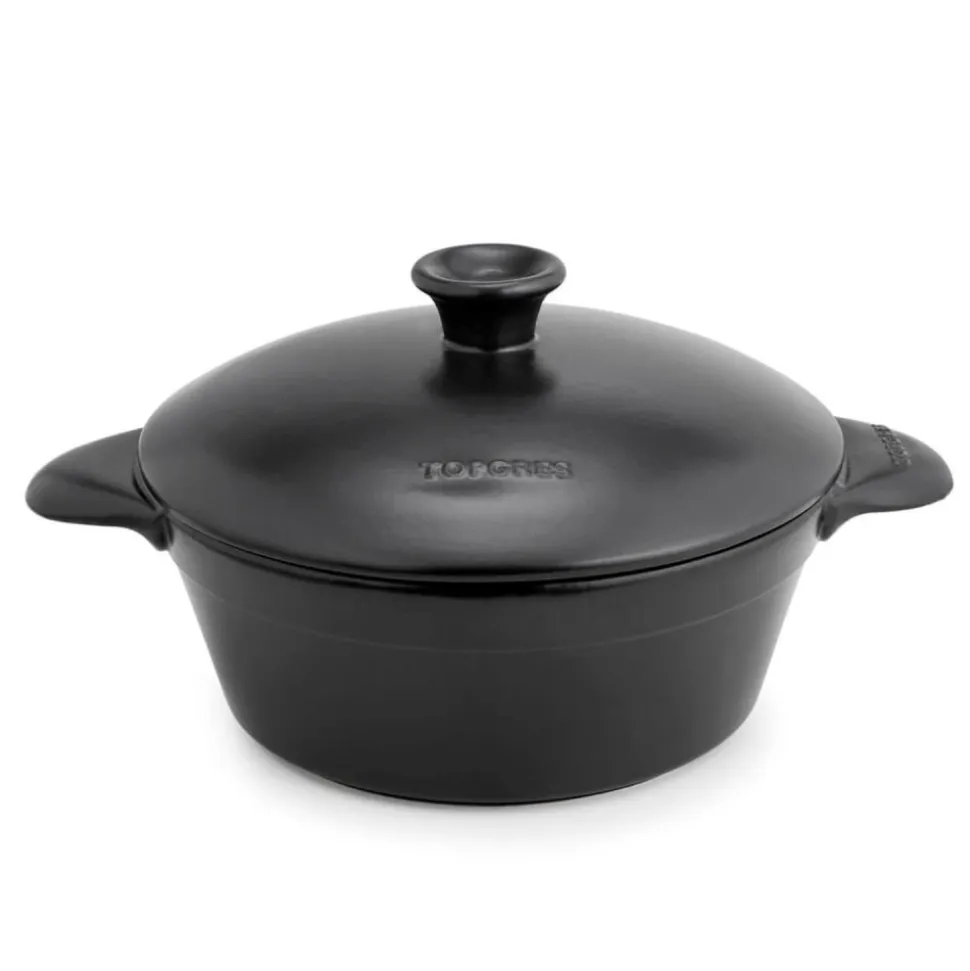 Olla de cerámica gres para inducción de 27 cm con tapa, antracita - Topgres