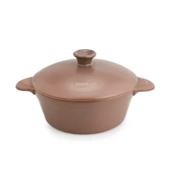 Olla de cerámica gres para inducción de 23 cm con tapa, canela - Topgres