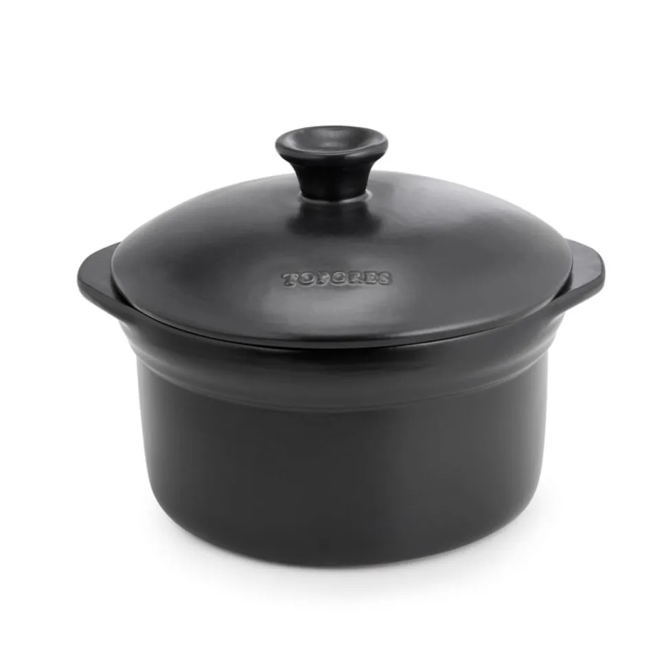 Olla de cerámica gres para inducción de 25 cm con tapa, antracita - Topgres