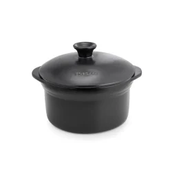 Olla de cerámica gres para inducción 20 cm con tapa, antracita -Topgres