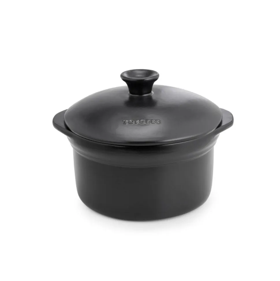 Olla de cerámica gres para inducción 20 cm con tapa, antracita -Topgres