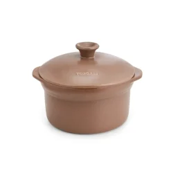 Olla de cerámica gres para inducción 20 cm con tapa, canela - Topgres