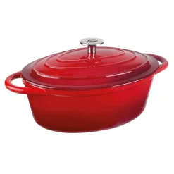 Olla de hierro fundido ovalada, 29 cm, color rojo - Lacor