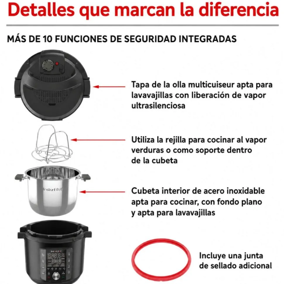 Olla multifunción eléctrica Pro negra, 5,7 l - Instant Pot