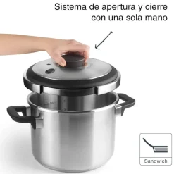 Olla rápida de acero inoxidable Sicuro, 8 l - Lacor
