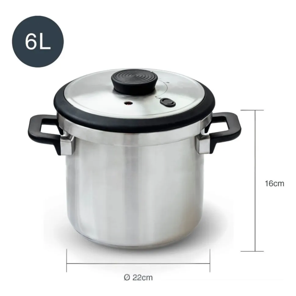 Olla rápida de acero inoxidable Sicuro, 6 l - Lacor