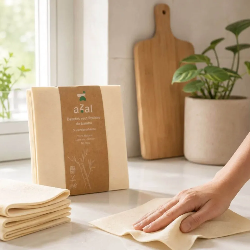 Pack 6 bayetas ecológicas de bambú reutilizables - Azal