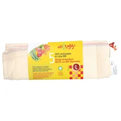 Pack 5 bolsas de algodón orgánico grandes - Ah table