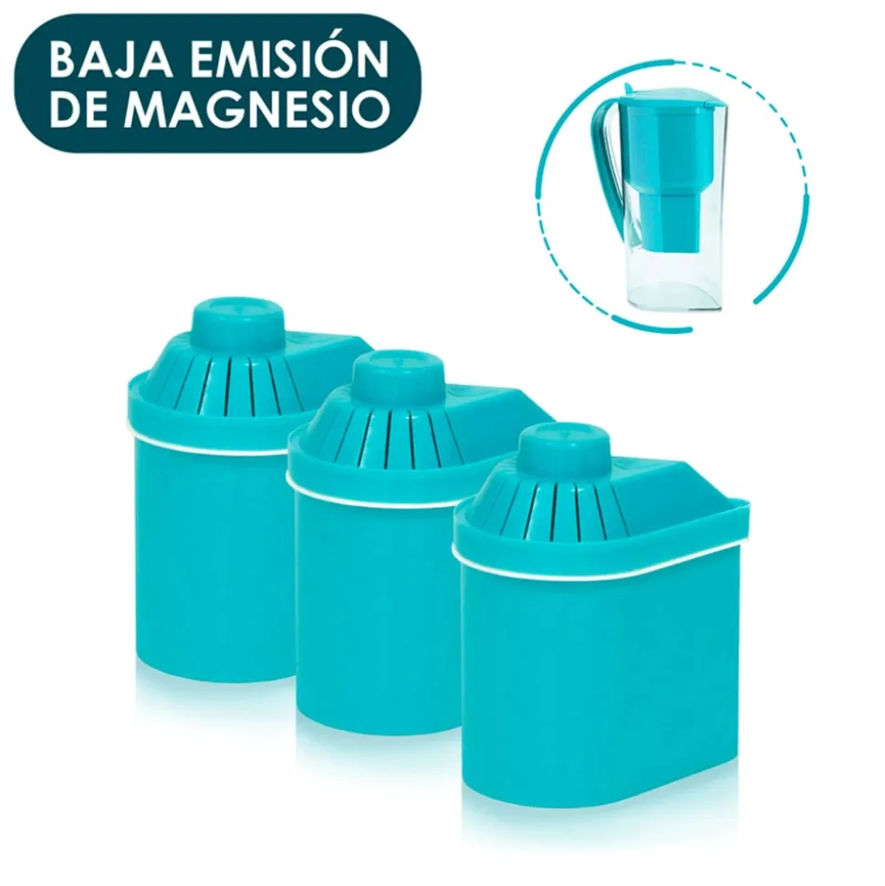 Pack 3 filtros de repuesto con coco para depurar e ionizar el agua, baja emisión de magnesio - Alkanatur