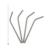 Pack 4 pajitas de acero inoxidable curvadas + cepillo de silicona