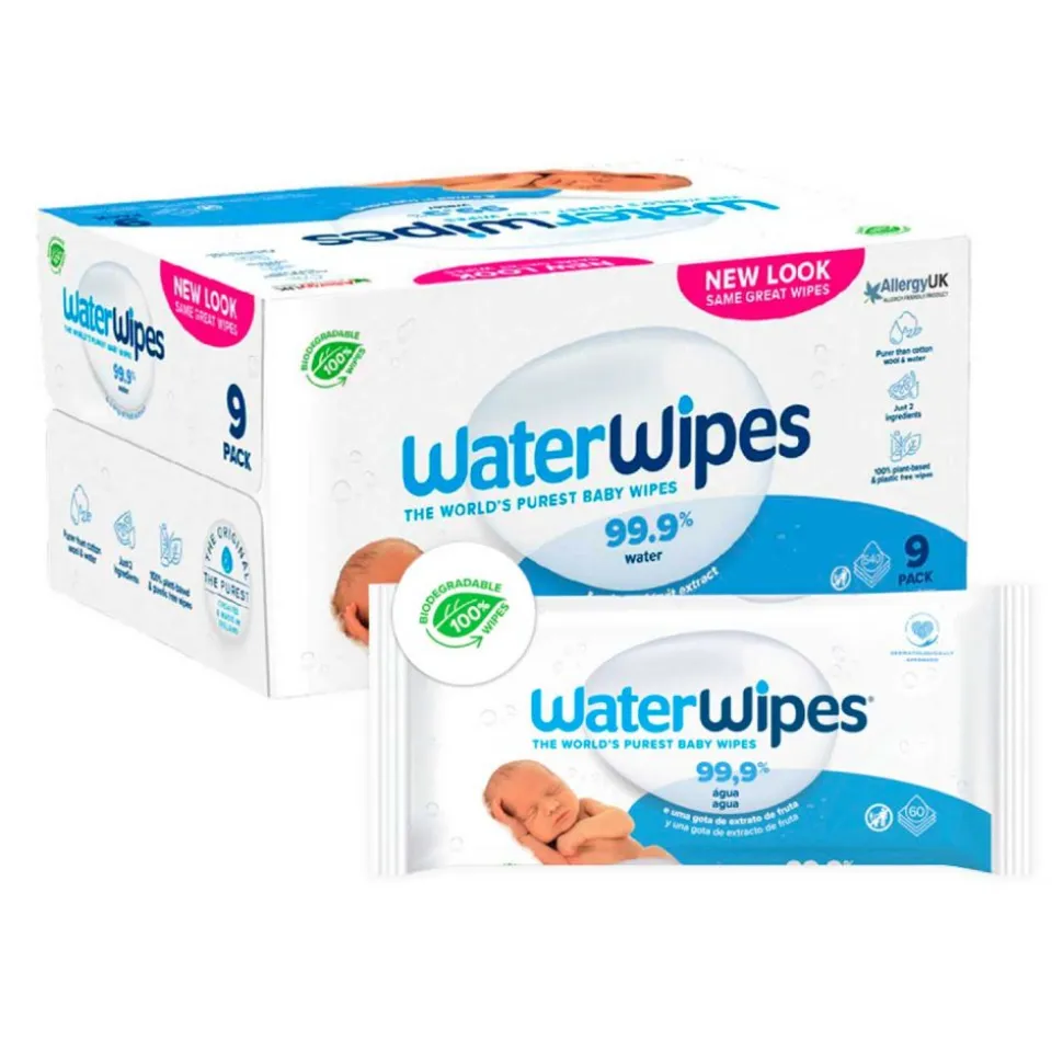 Pack 9 paquetes toallitas húmedas de bebé - WaterWipes