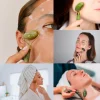 Pack rodillo masajeador facial+Gua Sha de jade verde - Zen Arome