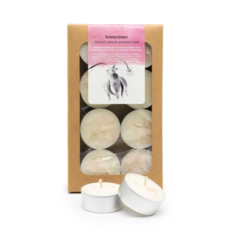 Pack 8 velas de té perfumadas con aceites esenciales ecológicos, Sensaciones - CanVela