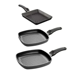 Parrilla antiadherente para vitrocerámica y gas con mango extraíble - SKK