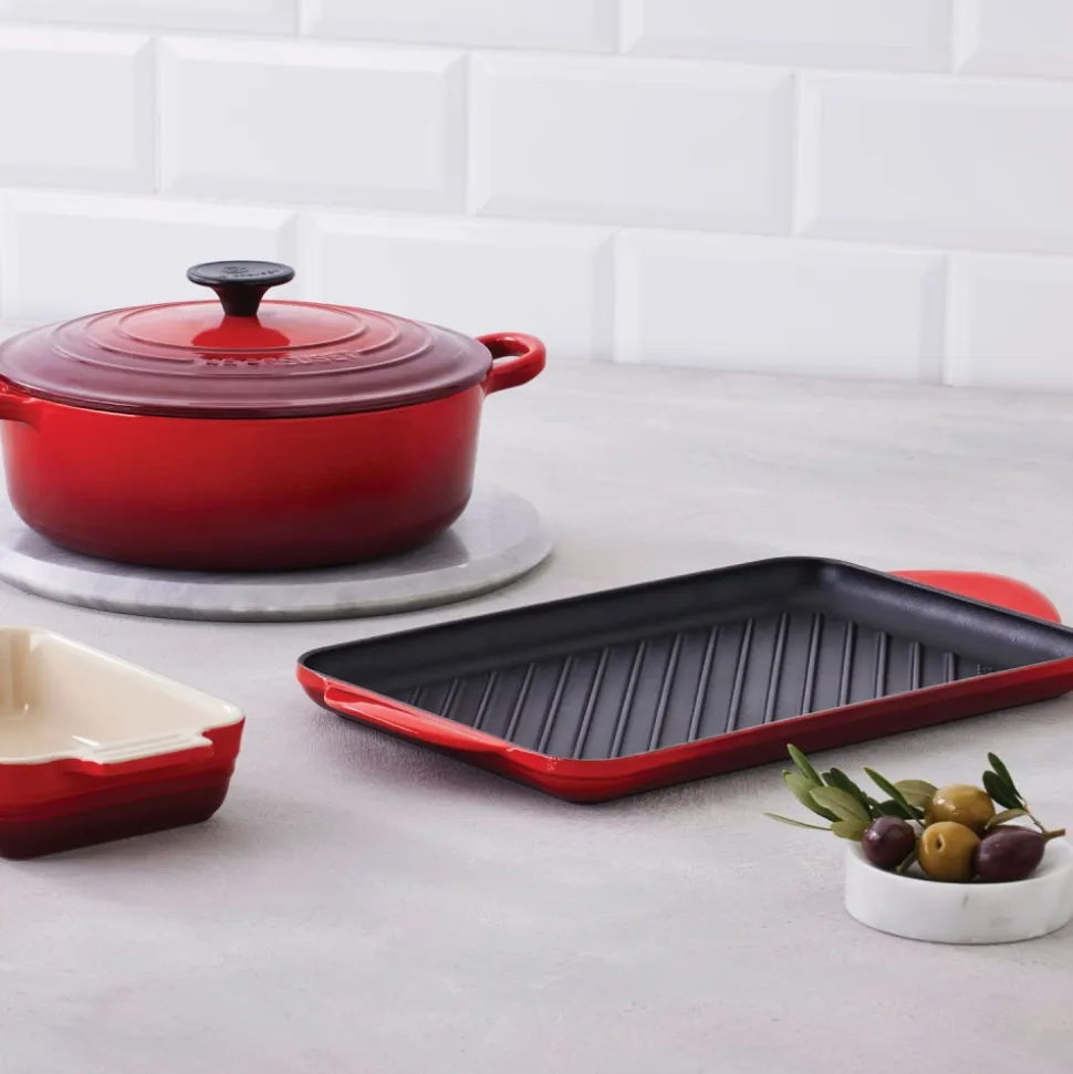 Parrilla de hierro fundido, 32 cm, color cereza - Le Creuset