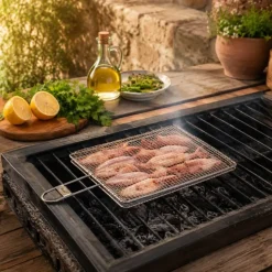 Parrilla doble de acero inoxidable de malla fina, 30 cm - Ibili