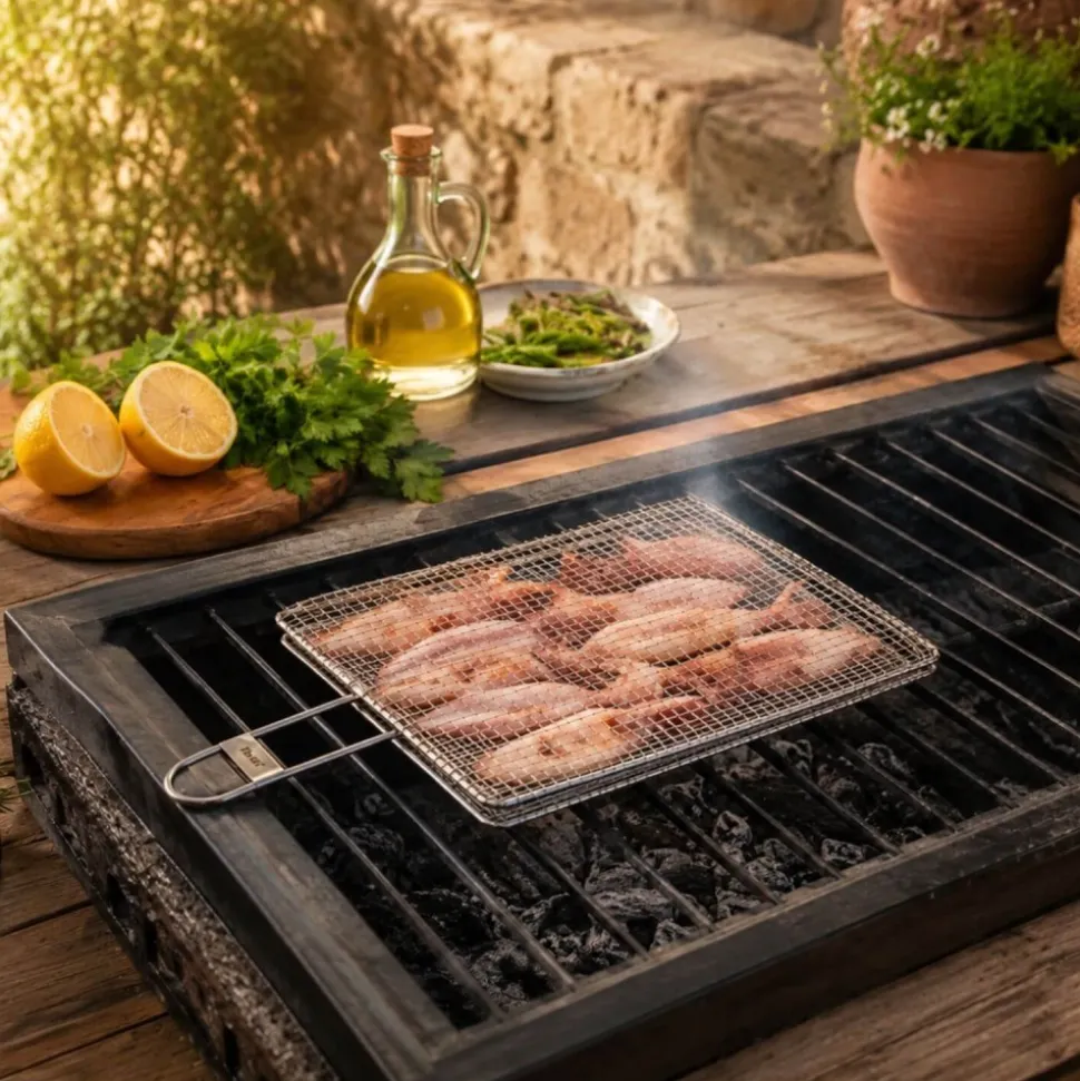Parrilla doble de acero inoxidable de malla fina, 30 cm - Ibili