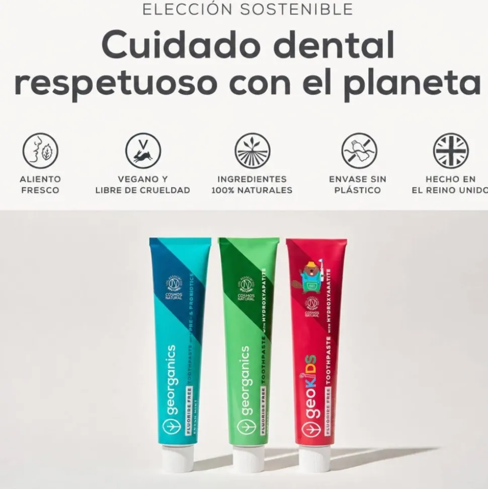 Pasta de dientes infantil sin flúor con hidroxiapatita, sabor fresa, 75 ml - Georganics