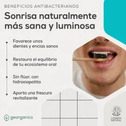 Pasta de dientes sin flúor con hidroxiapatita, probióticos y prebióticos, sabor menta, 75 ml - Georganics