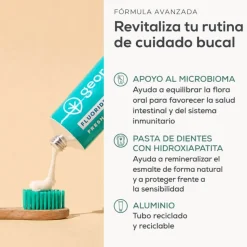 Pasta de dientes sin flúor con hidroxiapatita, probióticos y prebióticos, sabor menta, 75 ml - Georganics