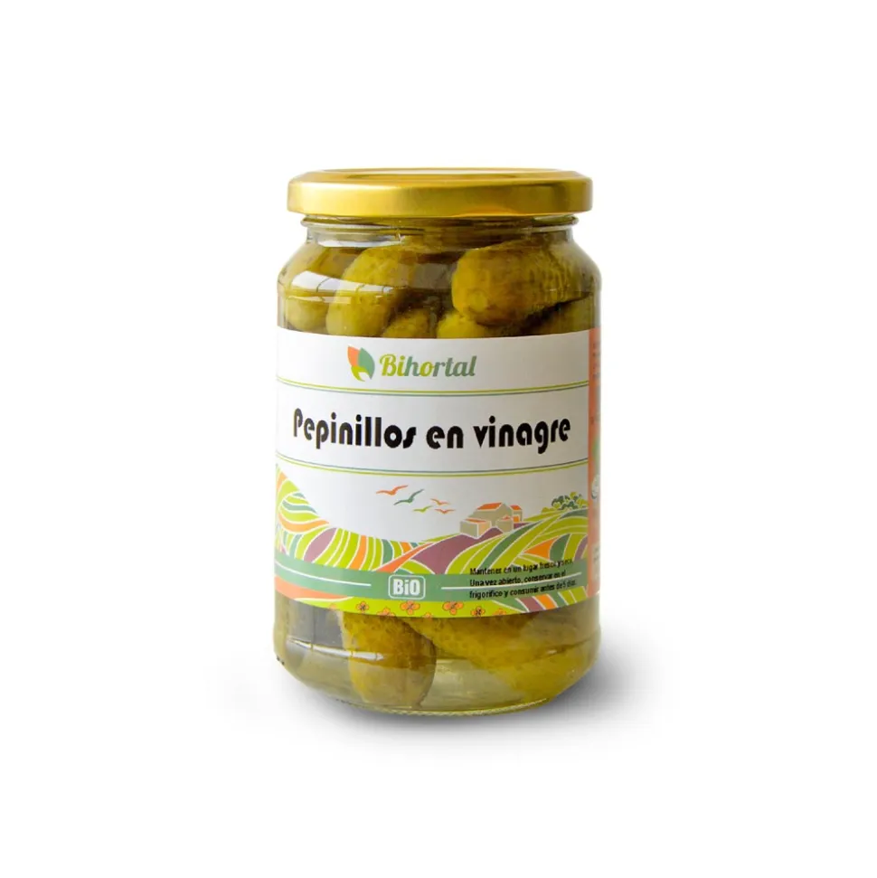 Pepinillos en vinagre, ecológicos, 345 g - Bihortal