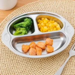 Plato con compartimentos para niños de acero inoxidable, mono - Joli Monde