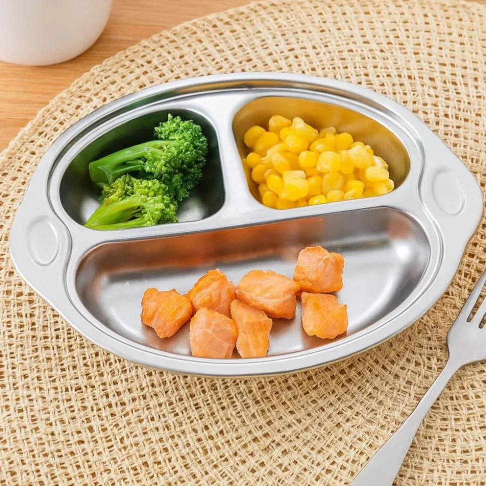 Plato con compartimentos para niños de acero inoxidable, mono - Joli Monde