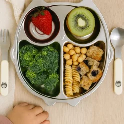 Plato con compartimentos para niños de acero inoxidable, búho - Joli Monde