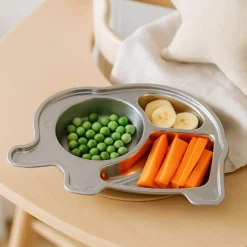 Plato con compartimentos para niños de acero inoxidable, elefante - Joli monde