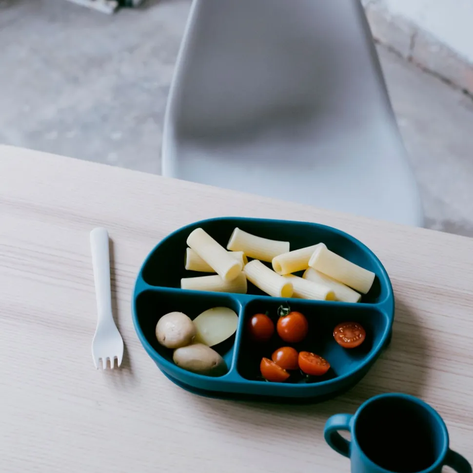 Plato con compartimentos para bebé, color azul - Ekobo