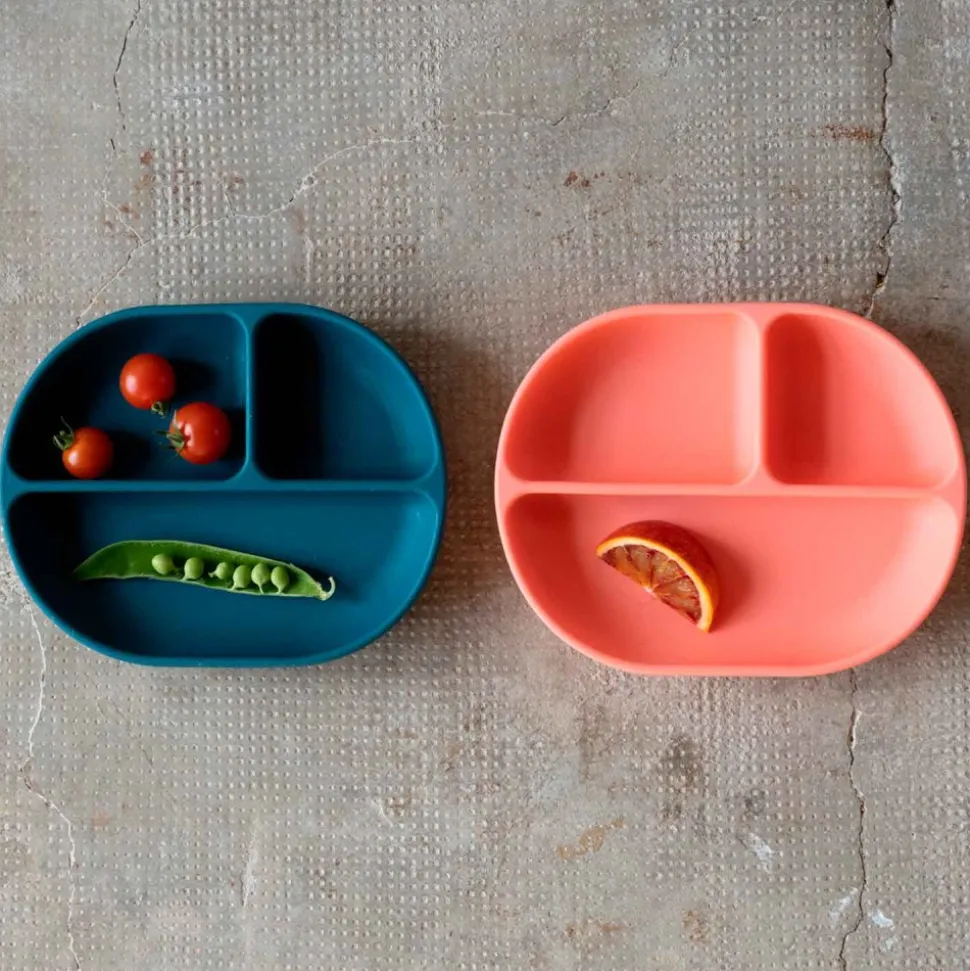 Plato con compartimentos para bebé, color azul - Ekobo