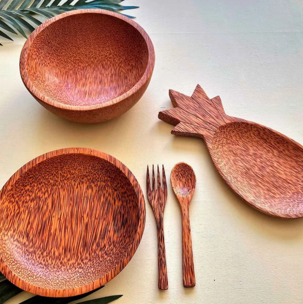 Plato llano de madera de coco - Packawin