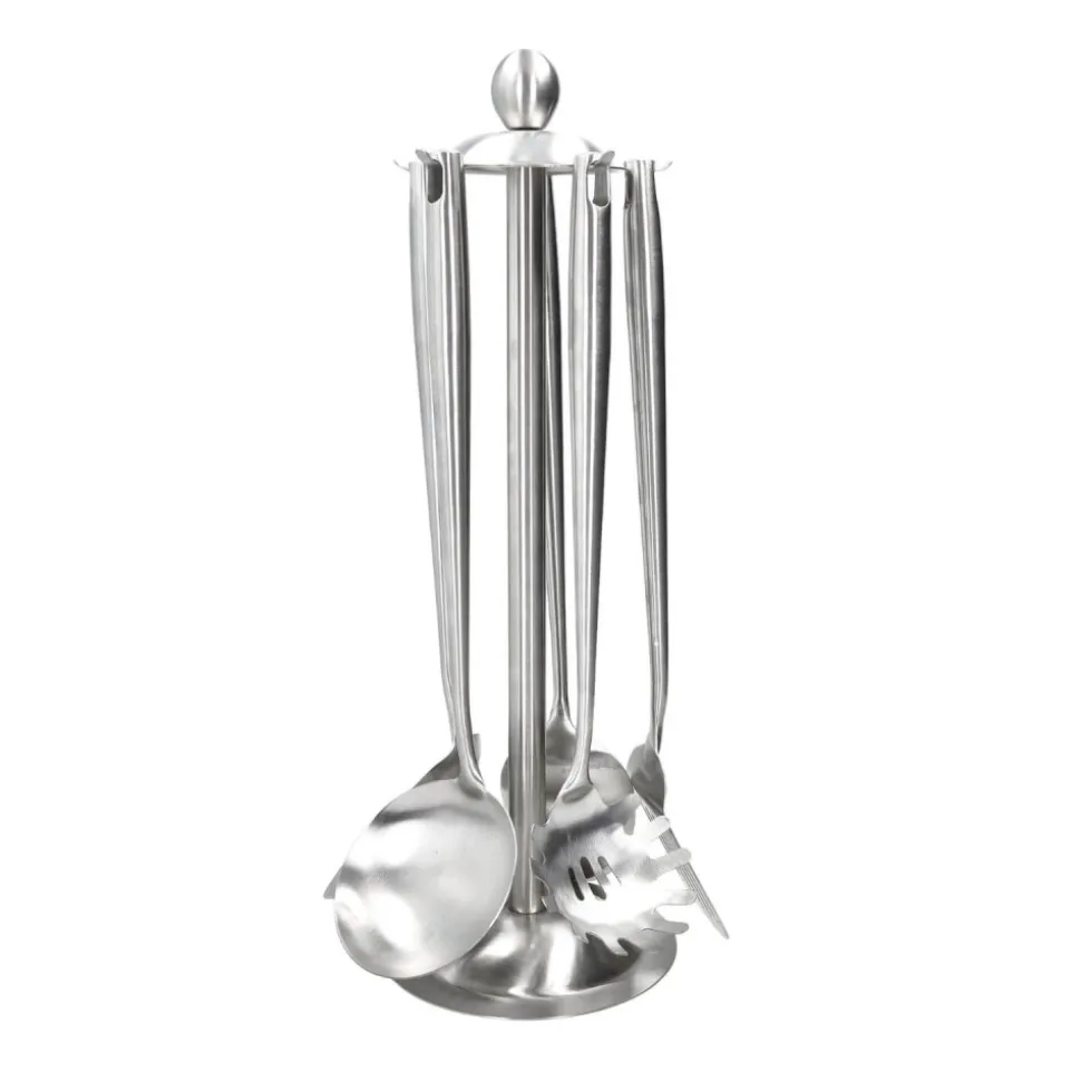 Porta utensilios de cocina con 5 utensilios de acero inoxidable - Brandani