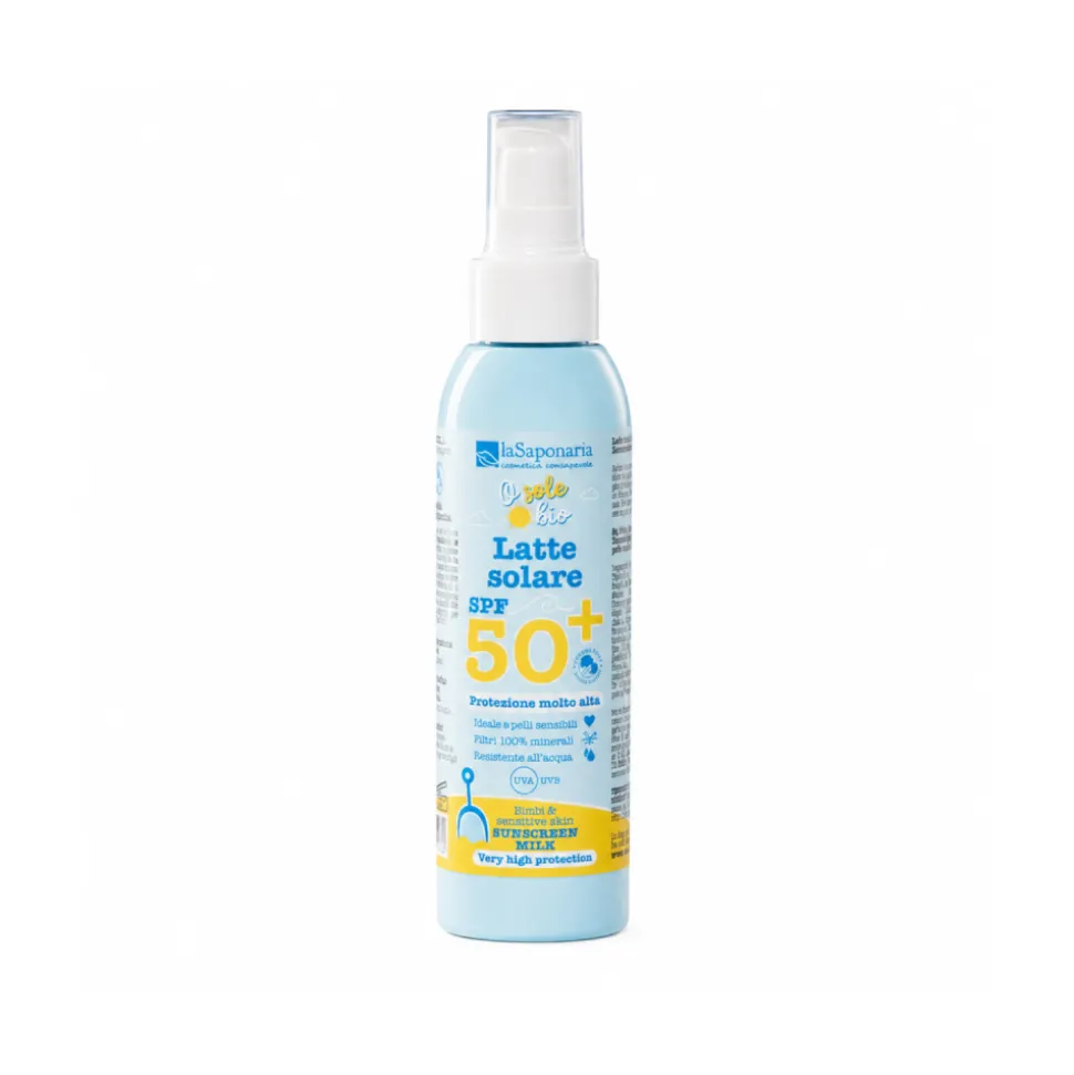 Protector solar en spray ecológico SPF 50, 125 ml para niños y pieles sensibles - La Saponaria