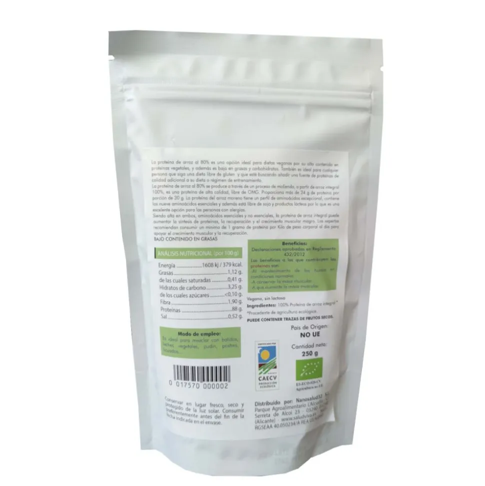 Proteína de arroz ecológica - 80% proteína