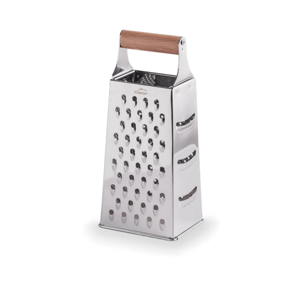 Rallador 4 caras de acero inoxidable con mango de madera - Lacor