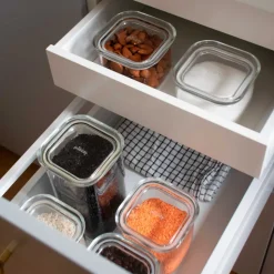 Recipiente y tapa de cristal, hermético, 1400 ml - Pebbly