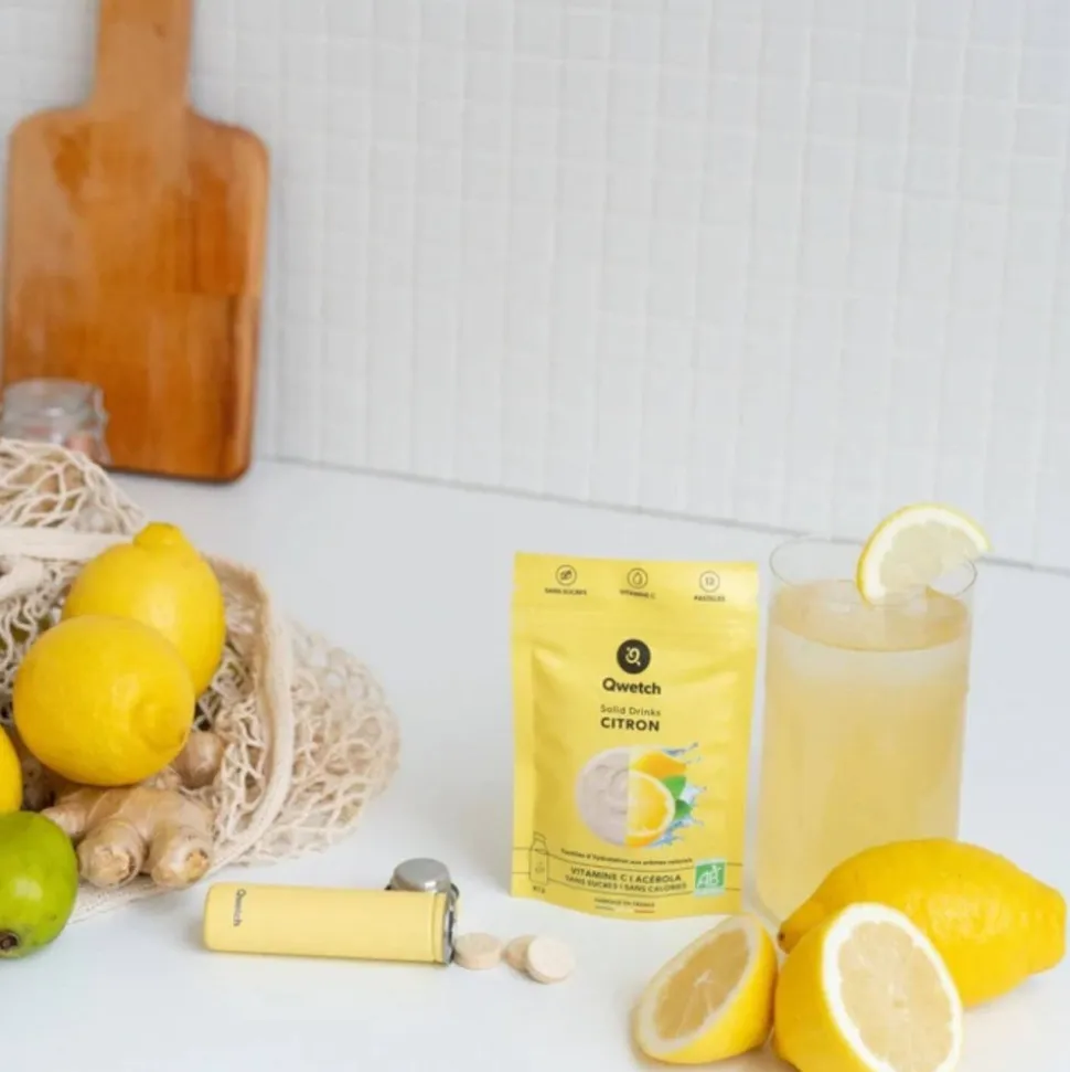 Saborizantes sólidos para agua sabor limón y menta ecológicos, 12 unidades - Qwetch